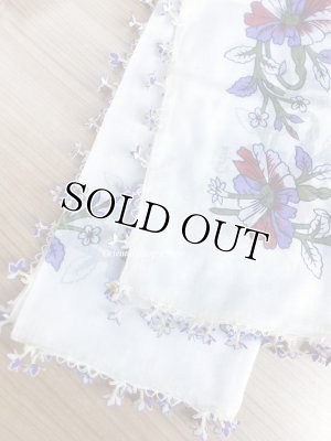 画像9: オデミシュ｜アンティークオヤスカーフ｜シルク糸イーネオヤ｜オフホワイトすみれ