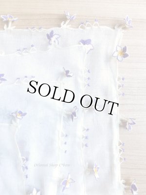 画像5: オデミシュ｜アンティークオヤスカーフ｜シルク糸イーネオヤ｜オフホワイトすみれ