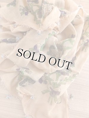 画像4: オデミシュ｜木版｜アンティークオヤスカーフ｜シルク糸イーネオヤ｜シナモン