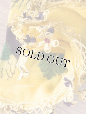 画像2: オデミシュ｜木版｜アンティークオヤスカーフ｜シルク糸イーネオヤ｜マンダリンイエロー