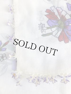 画像10: オデミシュ｜アンティークオヤスカーフ｜シルク糸イーネオヤ｜オフホワイトすみれ