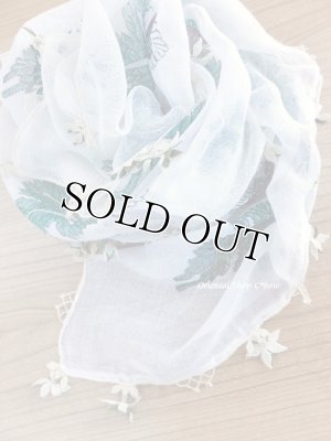 画像2: オデミシュ｜アンティークオヤスカーフ｜シルク糸イーネオヤ｜オフホワイト｜三重花