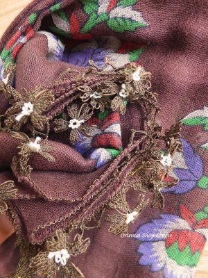 画像4: オデミシュ｜アンティークオヤスカーフ｜シルク糸イーネオヤ｜チョコレート