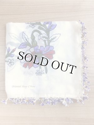 画像3: オデミシュ｜アンティークオヤスカーフ｜シルク糸イーネオヤ｜オフホワイトすみれ