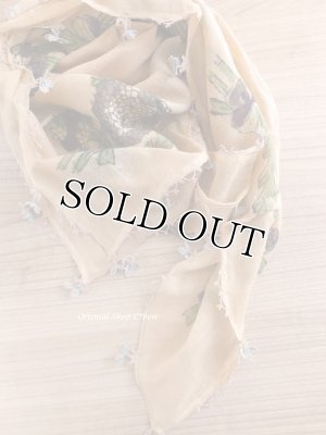 画像3: オデミシュ｜木版｜アンティークオヤスカーフ｜シルク糸イーネオヤ｜シナモン