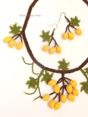 画像6: 日本発送★シルクイーネオヤ・葡萄ネックレス・ピアスセット