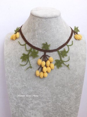 画像3: 日本発送★シルクイーネオヤ・葡萄ネックレス・ピアスセット