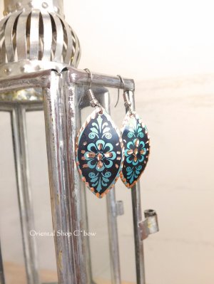 画像2: エスニックデザイン★トルコ製｜銅のピアス｜アクア系