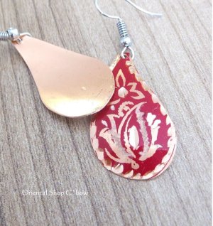 画像4: エスニックデザイン★トルコ製｜銅のピアス｜レッド系