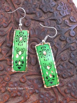 画像4: エスニックデザイン★トルコ製｜銅のピアス｜グリーン系