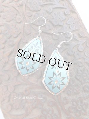 画像3: エスニックデザイン★トルコ製｜銅のピアス｜アクアブルー系