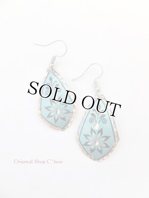 画像4: エスニックデザイン★トルコ製｜銅のピアス｜アクアブルー系