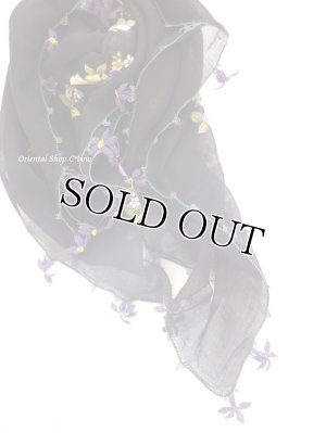 画像5: オデミシュ：イーネオヤスカーフ｜お花｜インディゴ×ブラック