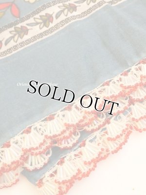 画像4: カッパドキア：ボンジュック・アンティークオヤスカーフ｜柄いっぱい｜ピーコックブルー