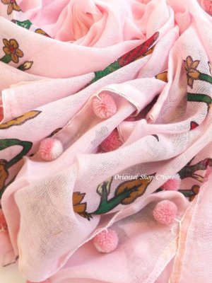 画像4: バルッケシル｜アンティークオヤスカーフ・ポンポンオヤ｜ベビーピンク