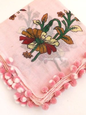 画像2: バルッケシル｜アンティークオヤスカーフ・ポンポンオヤ｜ベビーピンク