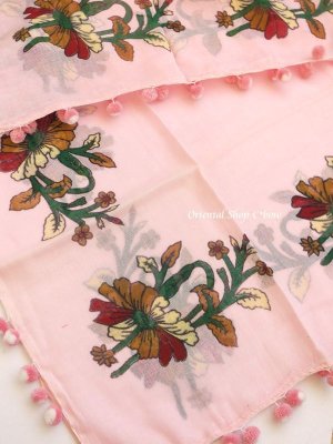 画像5: バルッケシル｜アンティークオヤスカーフ・ポンポンオヤ｜ベビーピンク