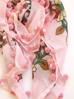 画像6: バルッケシル｜アンティークオヤスカーフ・ポンポンオヤ｜ベビーピンク