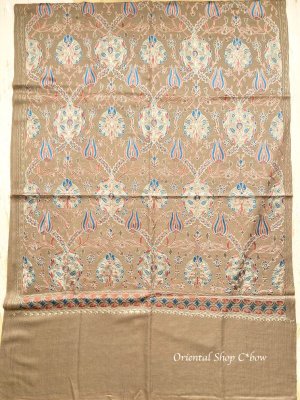 画像3: 送料無料★日本発送分★手織り｜極上カシミア｜シルク糸手刺繍・ココア