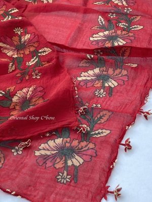 画像5: オデミシュ｜アンティークオヤスカーフ｜シルク糸イーネオヤ｜レッド