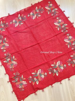 画像6: オデミシュ｜アンティークオヤスカーフ｜シルク糸イーネオヤ｜レッド