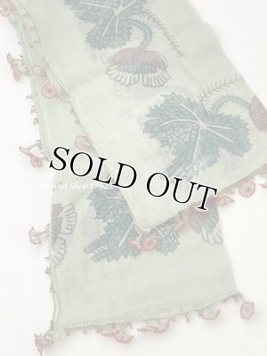 画像4: オデミシュ｜アンティークオヤスカーフ｜シルク糸イーネオヤ｜ミントグリーン