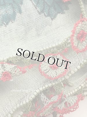 画像2: オデミシュ｜アンティークオヤスカーフ｜シルク糸イーネオヤ｜ミントグリーン