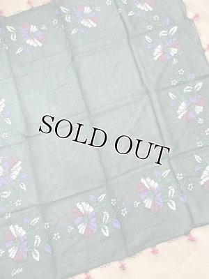 画像5: オデミシュ｜アンティークオヤスカーフ｜シルク糸イーネオヤ｜ダークグリーン×ピンク