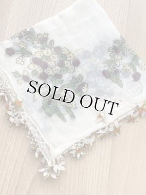 画像4: オデミシュ｜木版｜アンティークオヤスカーフ｜シルク糸イーネオヤ｜オフホワイト