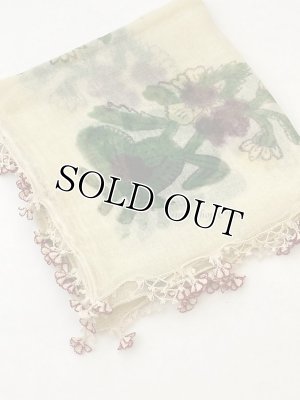 画像3: オデミシュ｜木版｜アンティークオヤスカーフ｜シルク糸イーネオヤ｜クリームレモン