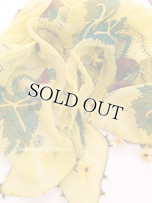 画像6: オデミシュ｜アンティークオヤスカーフ｜シルク糸イーネオヤ｜イエロー