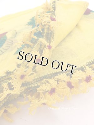 画像1: オデミシュ｜アンティークオヤスカーフ｜シルク糸イーネオヤ｜イエロー