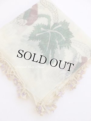 画像4: オデミシュ｜アンティークオヤスカーフ｜シルク糸イーネオヤ｜クリーム