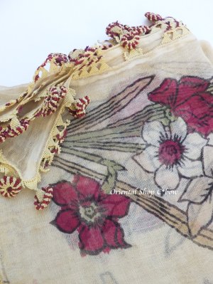 画像4: オデミシュ｜木版｜アンティークオヤスカーフ｜シルク糸イーネオヤ｜きなり