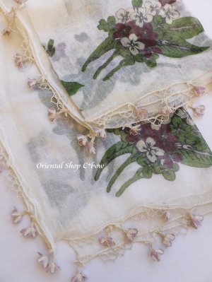 画像3: オデミシュ｜アンティークオヤスカーフ｜シルク糸イーネオヤ｜スミレ