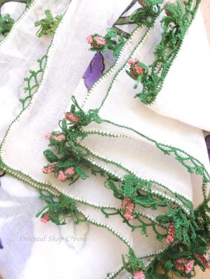 画像3: オデミシュ｜アンティークオヤスカーフ｜シルク糸イーネオヤ｜つぼみの薔薇