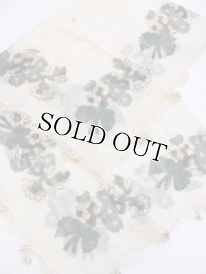 画像3: オデミシュ｜木版｜アンティークオヤスカーフ｜シルク糸イーネオヤ｜クリーム