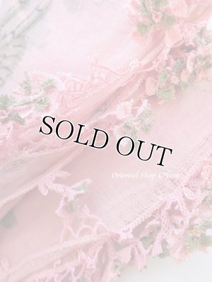 画像2: オデミシュ｜木版｜アンティークオヤスカーフ｜シルク糸イーネオヤ｜ピンク