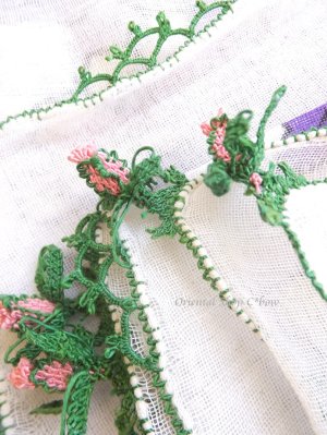 画像2: オデミシュ｜アンティークオヤスカーフ｜シルク糸イーネオヤ｜つぼみの薔薇