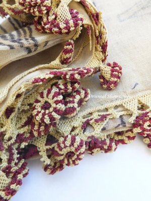 画像3: オデミシュ｜木版｜アンティークオヤスカーフ｜シルク糸イーネオヤ｜きなり