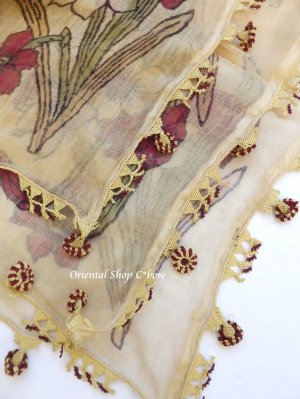 画像5: オデミシュ｜木版｜アンティークオヤスカーフ｜シルク糸イーネオヤ｜きなり