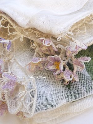 画像5: オデミシュ｜アンティークオヤスカーフ｜シルク糸イーネオヤ｜スミレ