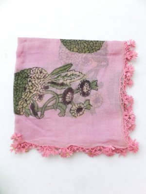 画像2: オデミシュ｜木版｜アンティークオヤスカーフ｜シルク糸イーネオヤ｜ピンク