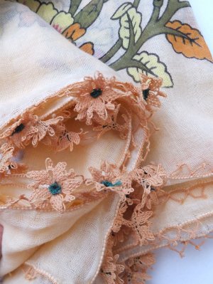 画像5: オデミシュ｜アンティークオヤスカーフ｜シルク糸イーネオヤ｜ペールオレンジ