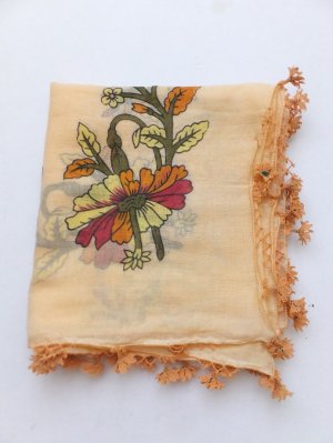 画像2: オデミシュ｜アンティークオヤスカーフ｜シルク糸イーネオヤ｜ペールオレンジ