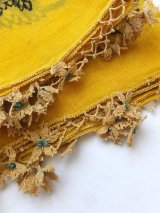 オデミシュ｜木版｜アンティークオヤスカーフ｜シルク糸イーネオヤ｜マリーゴールド