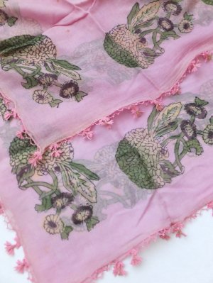 画像6: オデミシュ｜木版｜アンティークオヤスカーフ｜シルク糸イーネオヤ｜ピンク