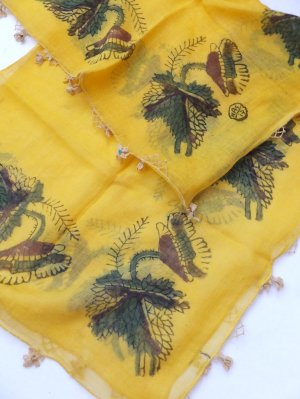 画像5: オデミシュ｜木版｜アンティークオヤスカーフ｜シルク糸イーネオヤ｜マリーゴールド