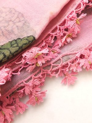 画像4: オデミシュ｜木版｜アンティークオヤスカーフ｜シルク糸イーネオヤ｜ピンク