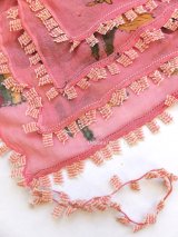 オデミシュ｜木版｜アンティークオヤスカーフ｜シルク糸イーネオヤ｜ピンク